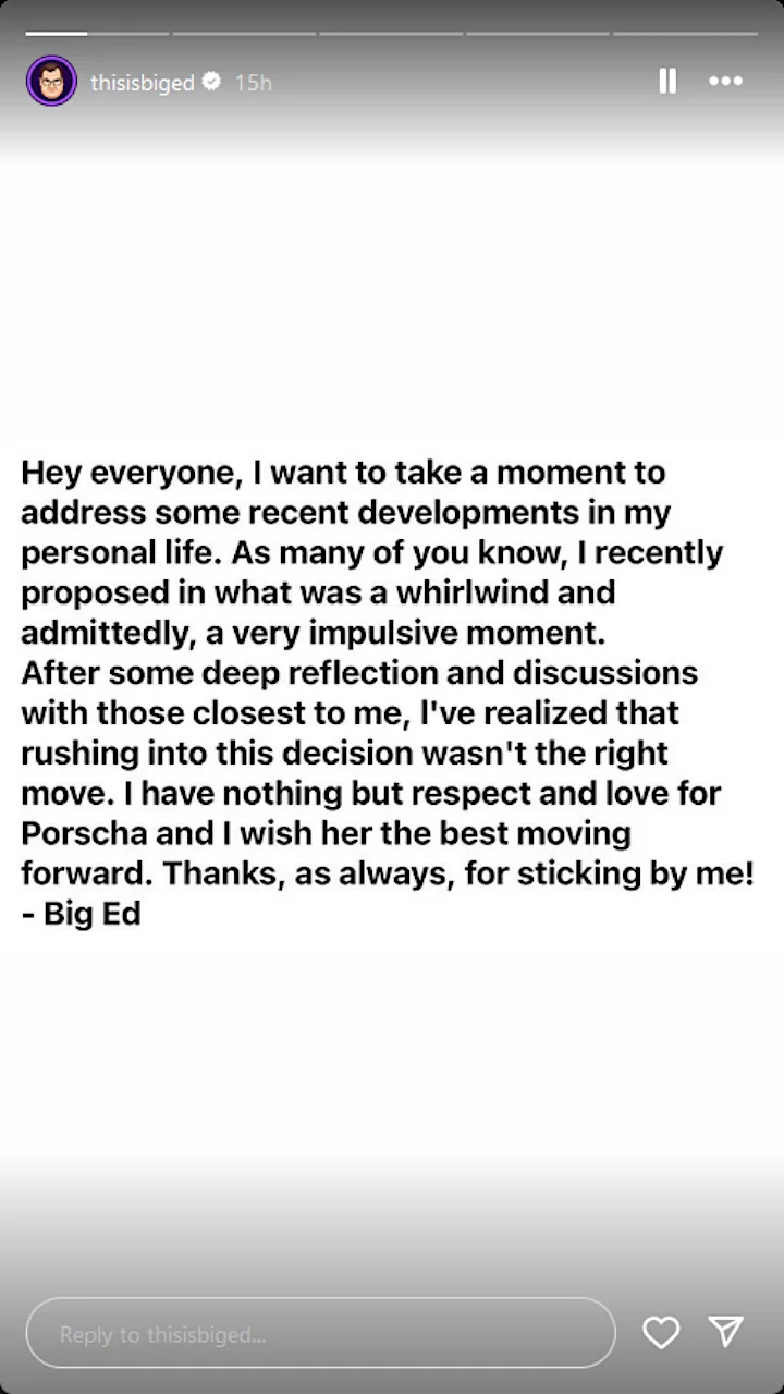 Big Ed's IG Story
