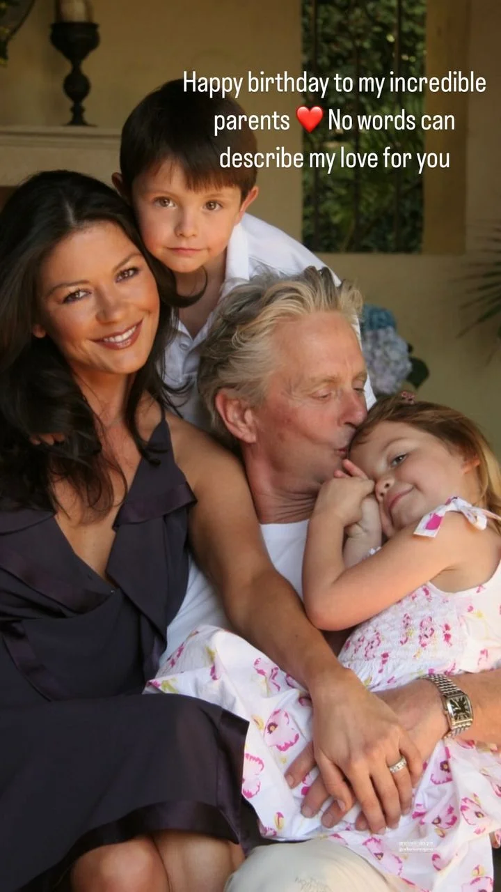 Michael Douglas with his wife and children