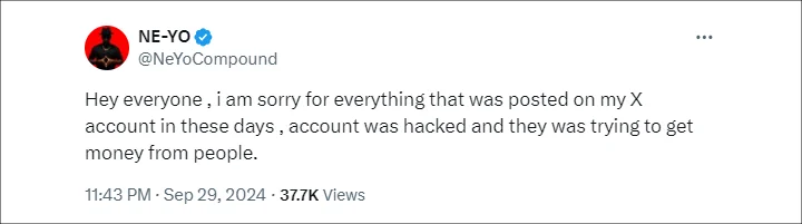 Ne-Yo's Tweet