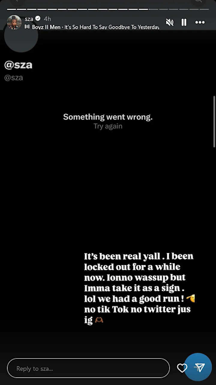 SZA's IG Story