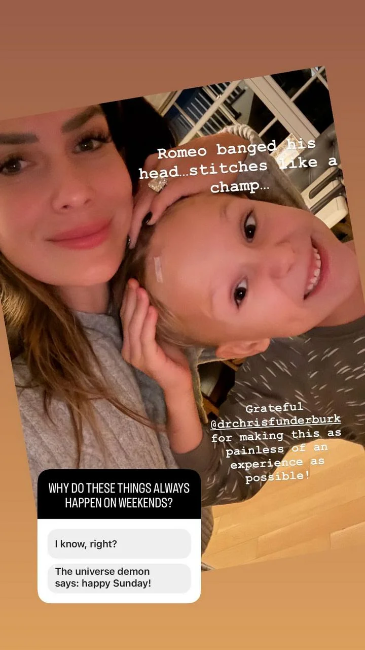Hilaria Baldwin took a selfie with an injured son