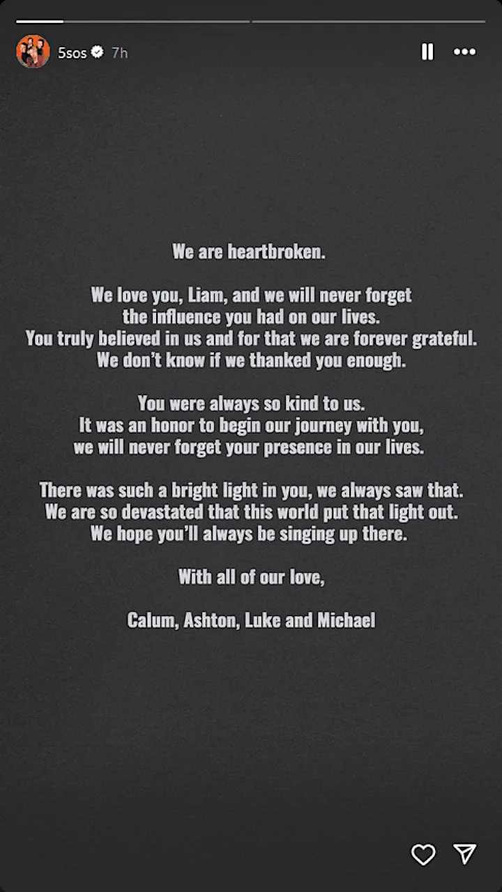 5 Seconds of Summer's joint statement following Liam Payne's passing
