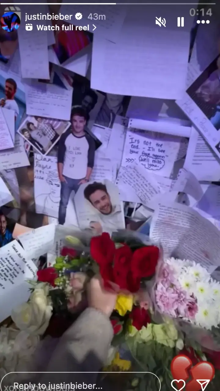 Justin Bieber remembers Liam Payne