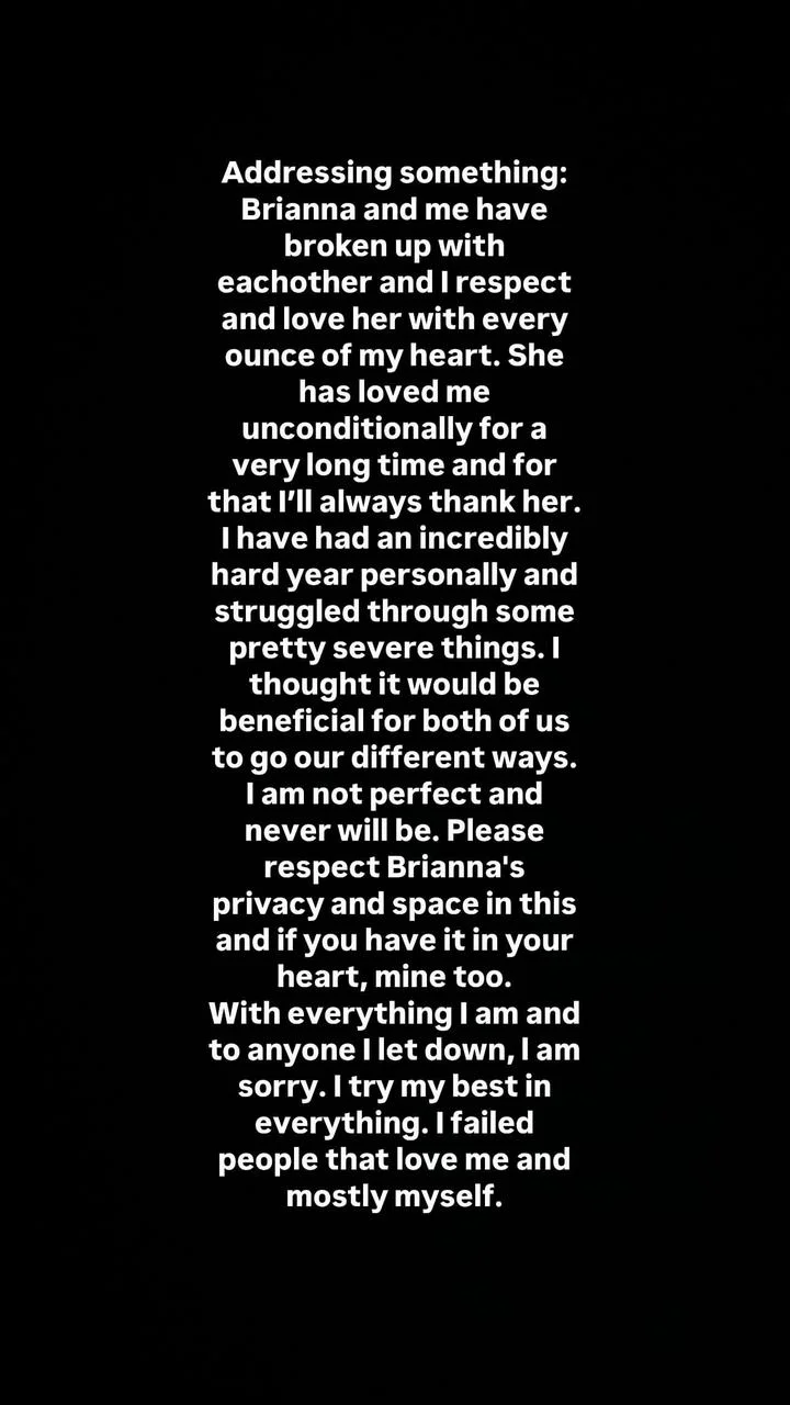 Zach Bryan announces breakup