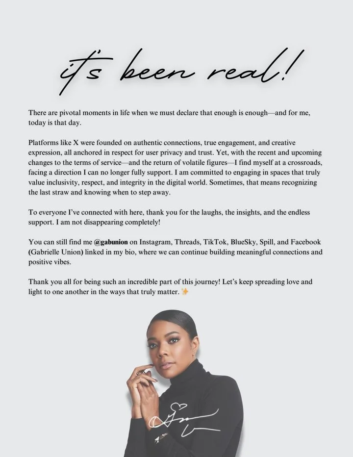 Gabrielle Union leaves X