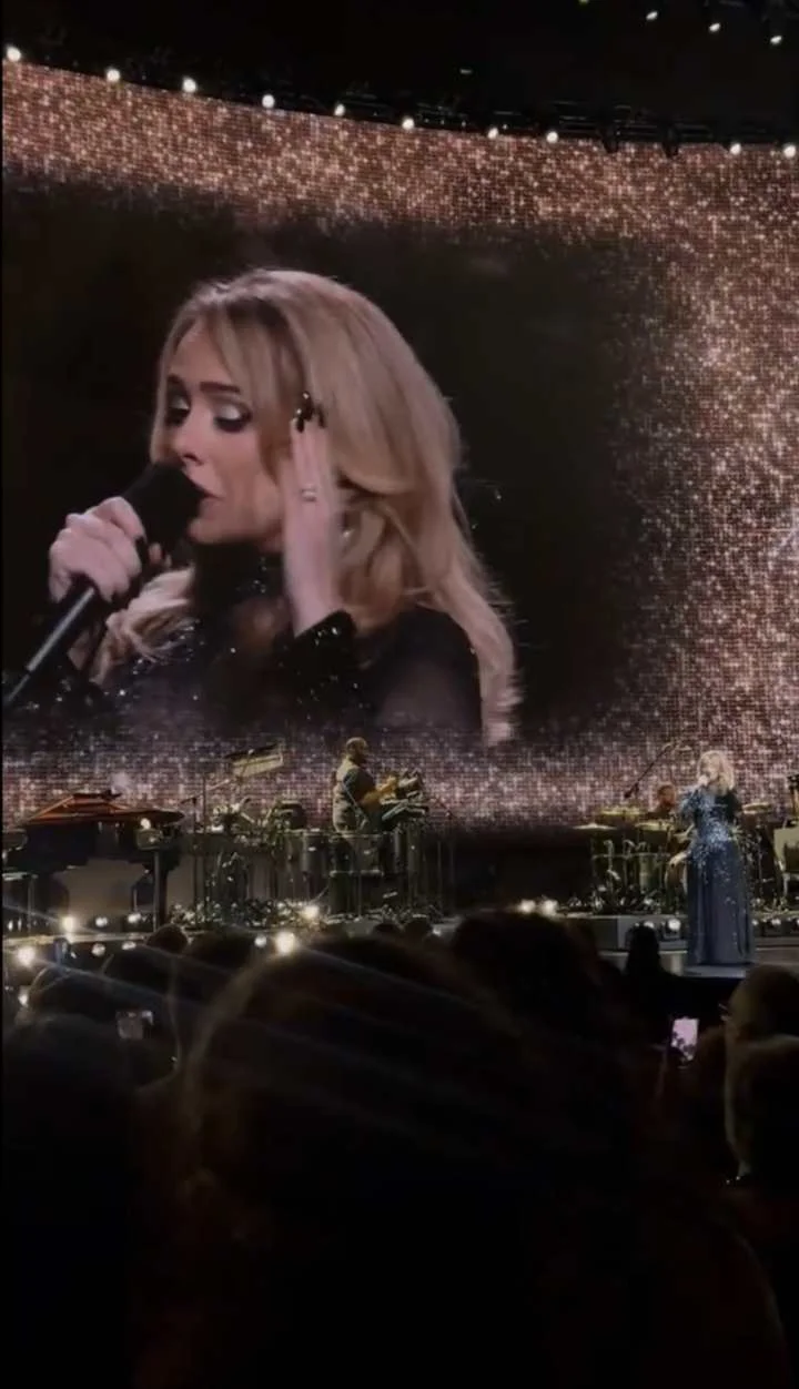 Adele shows off engagement ring