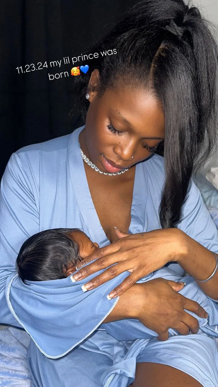 Shakira Hardy and her newborn baby