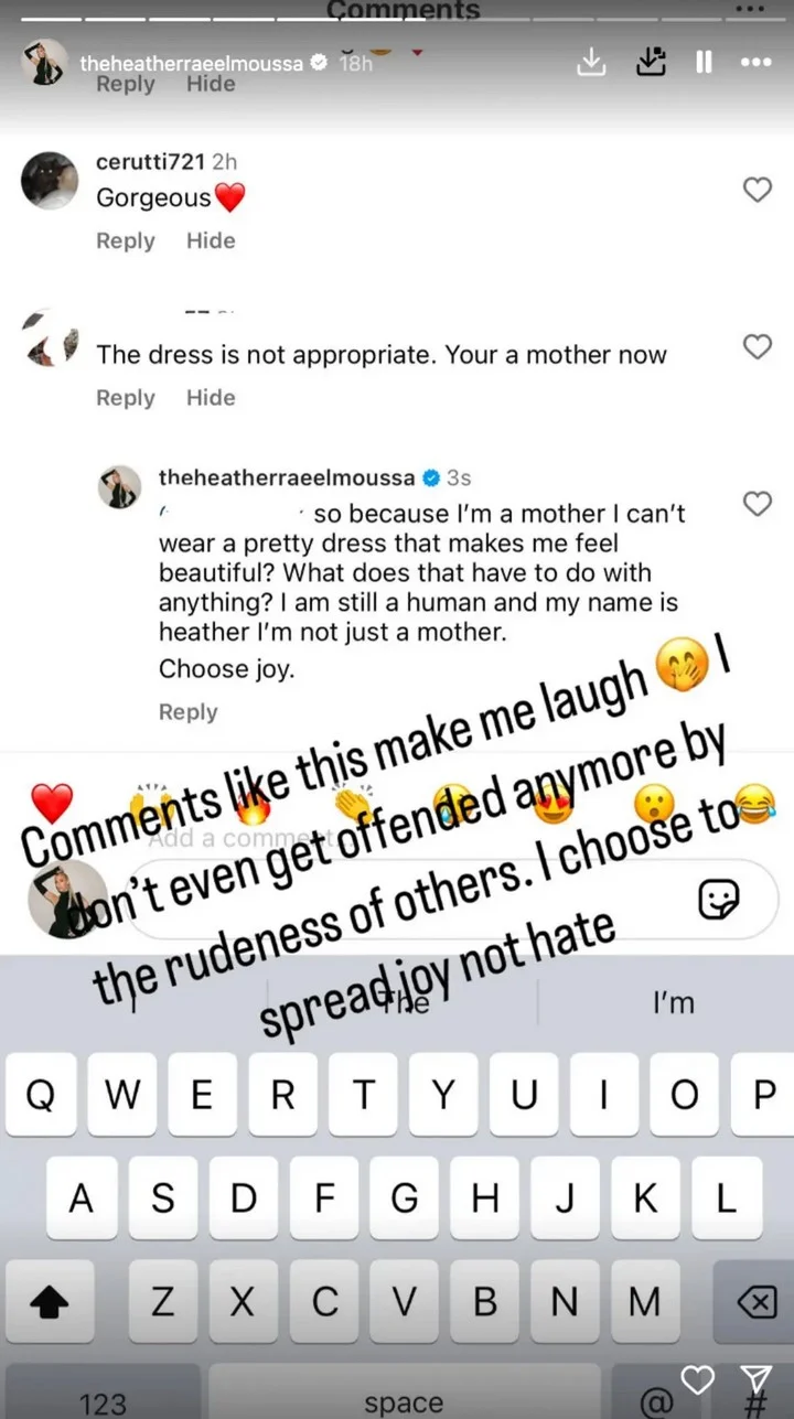 Heather Rae Young hits back at hater.