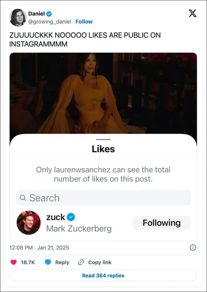 Mark Zuckerberg 'likes' Lauren Sanchez's streamy photo