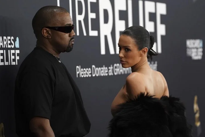 Kanye West and Bianca Censori on red carpet at Grammys 2025