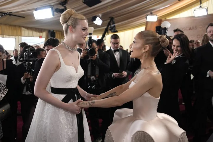 Elle Fanning and Ariana Grande at 2025 Oscars