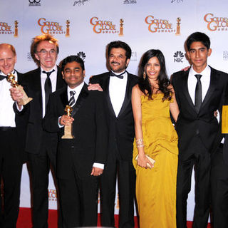 Anil Kapoor, Danny Boyle, Dev Patel, Freida Pinto in 66th Annual Golden Globes - Press Room