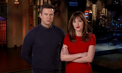 Dakota Johnson and Taran Killam Beg Melanie Griffith to Watch 'Fifty Shades of Grey' in 'SNL' Promo