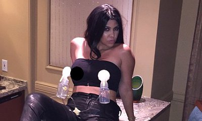 Kourtney Kardashian Poses Seductively on Kitchen Counter While Pumping Breast Milk