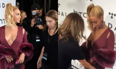 Beyonce Asks Her Assistant to Stop Adjusting Her Dress on Red Carpet