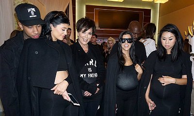 Kim Kardashian Shares Photo of Kris Jenner and Kourtney Kardashian Sporting Fake Baby Bumps