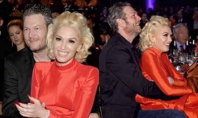Gwen Stefani Sits on Blake Shelton's Lap at Clive Davis' Pre-Grammys 2016 Party