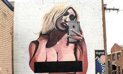 Kim Kardashian's Nude Selfie Mural Gets Vandalized With the Word 'SLUT'