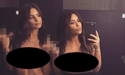 Kim Kardashian Teams Up With Emily Ratajkowski for New Topless Selfie