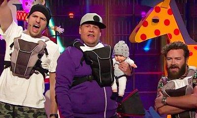Watch Ashton Kutcher Perform With His Dad Band on 'James Corden'