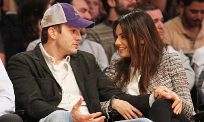 Ashton Kutcher and Mila Kunis Share Smooch at NBA Finals Game