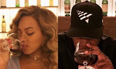 Busty Beyonce Shares Cute Photos of Her and Hubby Jay-Z Sipping Wine on Romantic Date