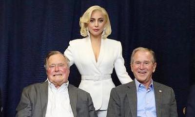 Lady GaGa Makes Surprise Appearance in Front of All Five Former Presidents at Benefit Concert
