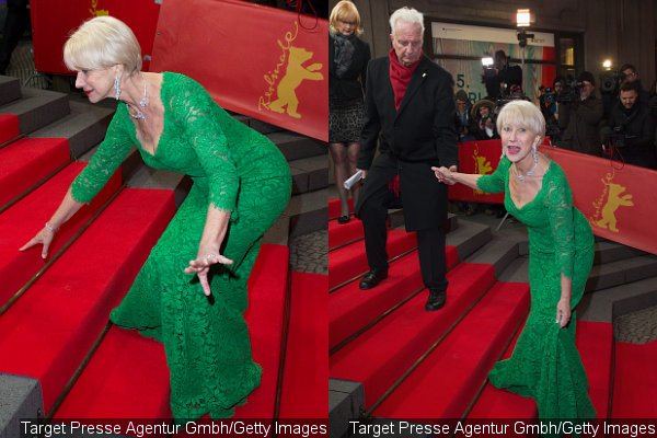 Helen Mirren Takes a Tumble at 'Woman in Gold' Berlin Premiere