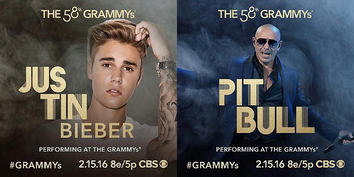 Justin Bieber and Pitbull Join Grammy's Line-Up of Performers