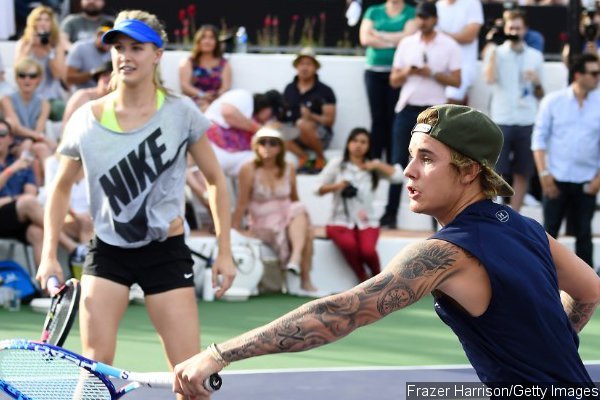 Justin Bieber Paired Up With Tennis Pro Eugenie Bouchard at Charity Match
