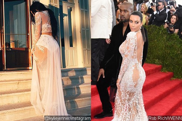 Kylie Jenner Copies Sister Kim Kardashian's 2015 Met Gala See-Through Dress in Cannes