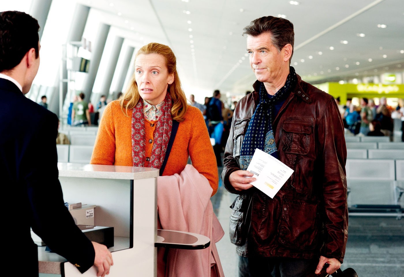 Toni Collette stars as Maureen and Pierce Brosnan stars as Martin Sharp in Magnolia Pictures' A Long Way Down (2014)