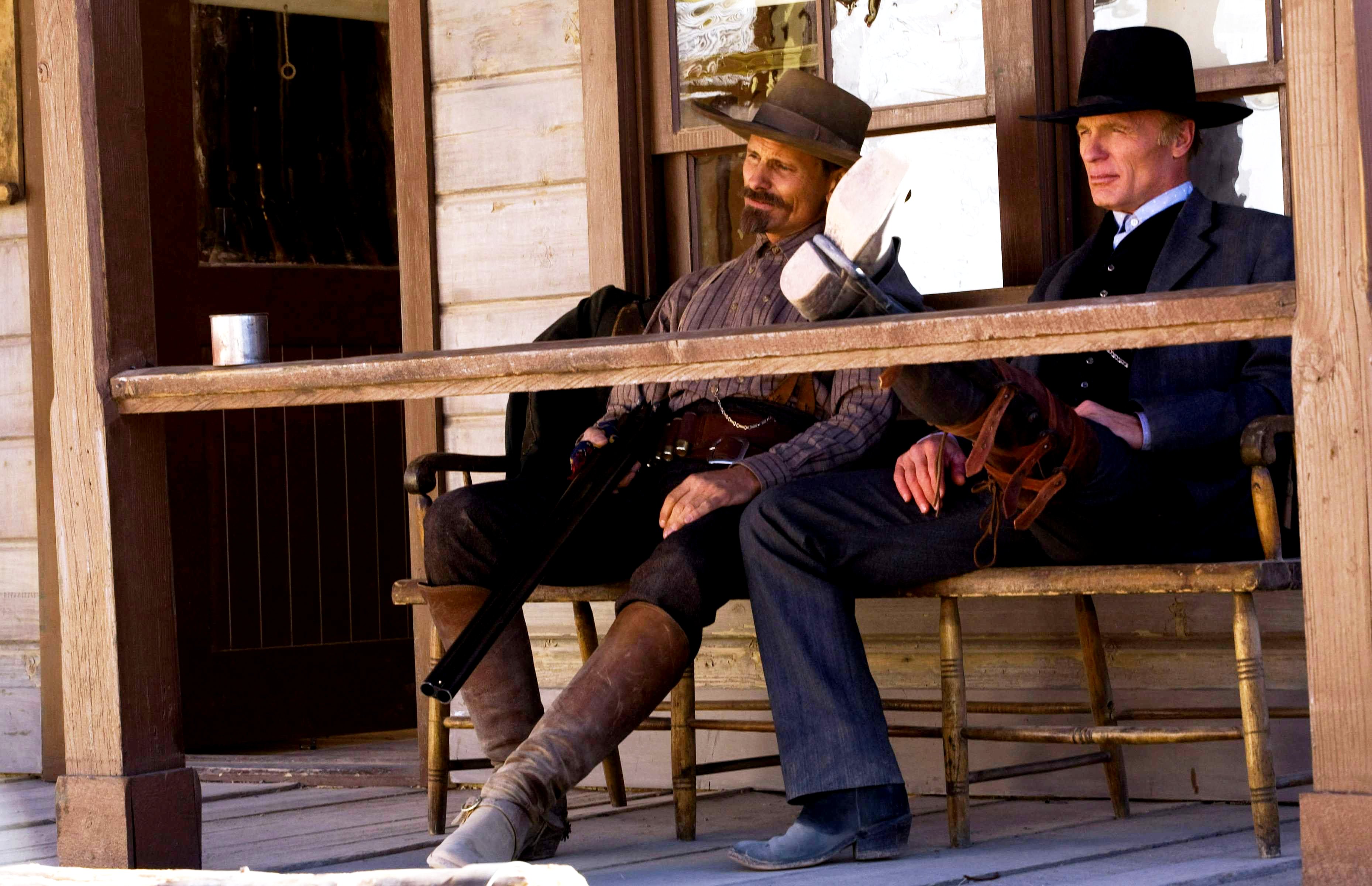 Viggo Mortensen stars as Everett Hitch and Ed Harris stars as Virgil Cole in New Line Cinema's Appaloosa (2008). Photo by Lorey Sebastian.