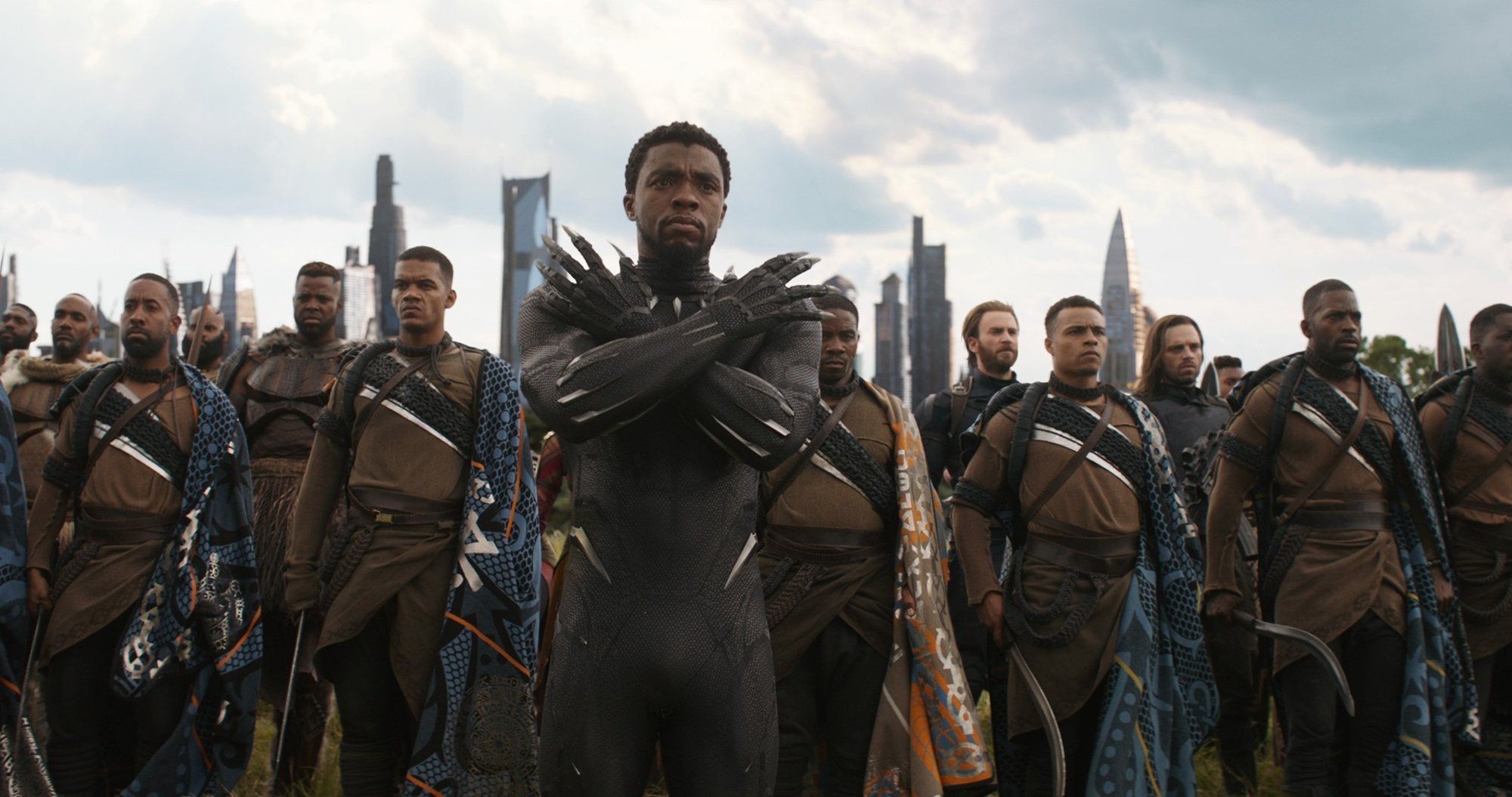 Chadwick Boseman, Chris Evans and Sebastian Stan in Marvel Studios' Avengers: Infinity War (2018)