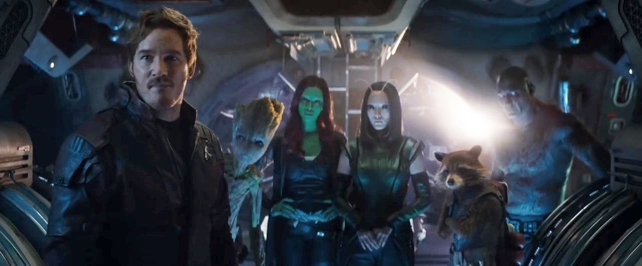 Chris Pratt, Zoe Saldana, Pom Klementieff and Dave Bautista in Marvel Studios' Avengers: Infinity War (2018)