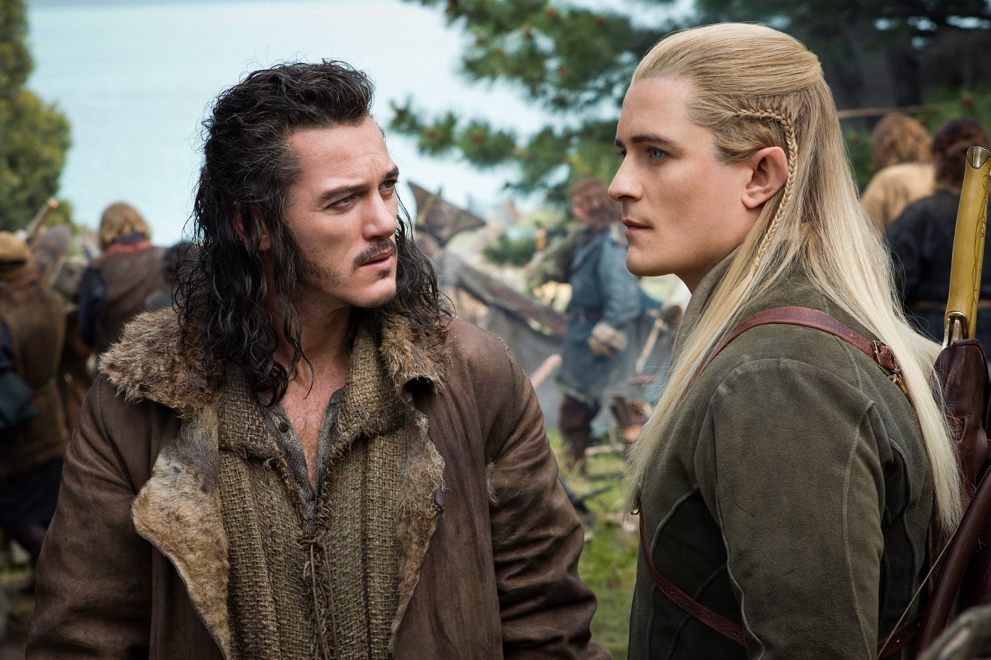 Luke Evans stars as Bard and Orlando Bloom stars as Legolas in Warner Bros. Pictures' The Hobbit: The Battle of the Five Armies (2014)