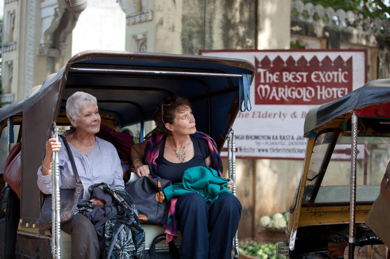 Judi Dench stars as Evelyn and Celia Imrie stars as Madge in Fox Searchlight Pictures' The Best Exotic Marigold Hotel (2012). Photo credit by Ishika Mohan.