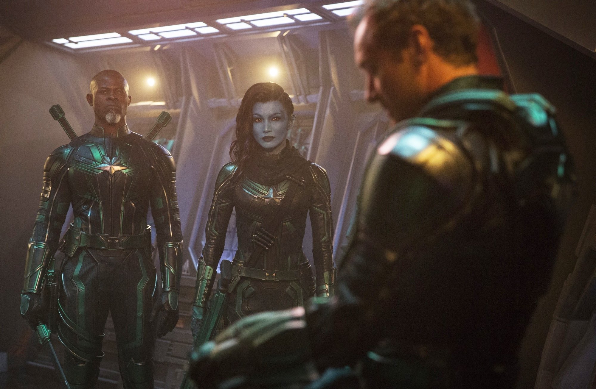 Djimon Hounsou, Gemma Chan and Jude Law in Marvel Studios' Captain Marvel (2019)