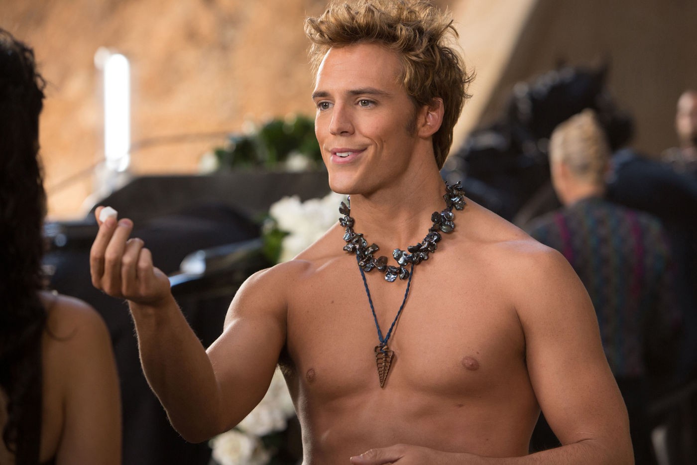 Sam Claflin stars as Finnick Odair in Lionsgate Films' The Hunger Games: Catching Fire (2013)