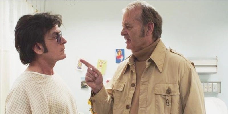 Charlie Sheen stars as Charles Swan III and Bill Murray stars as Saul in A24's A Glimpse Inside the Mind of Charles Swan III (2013)