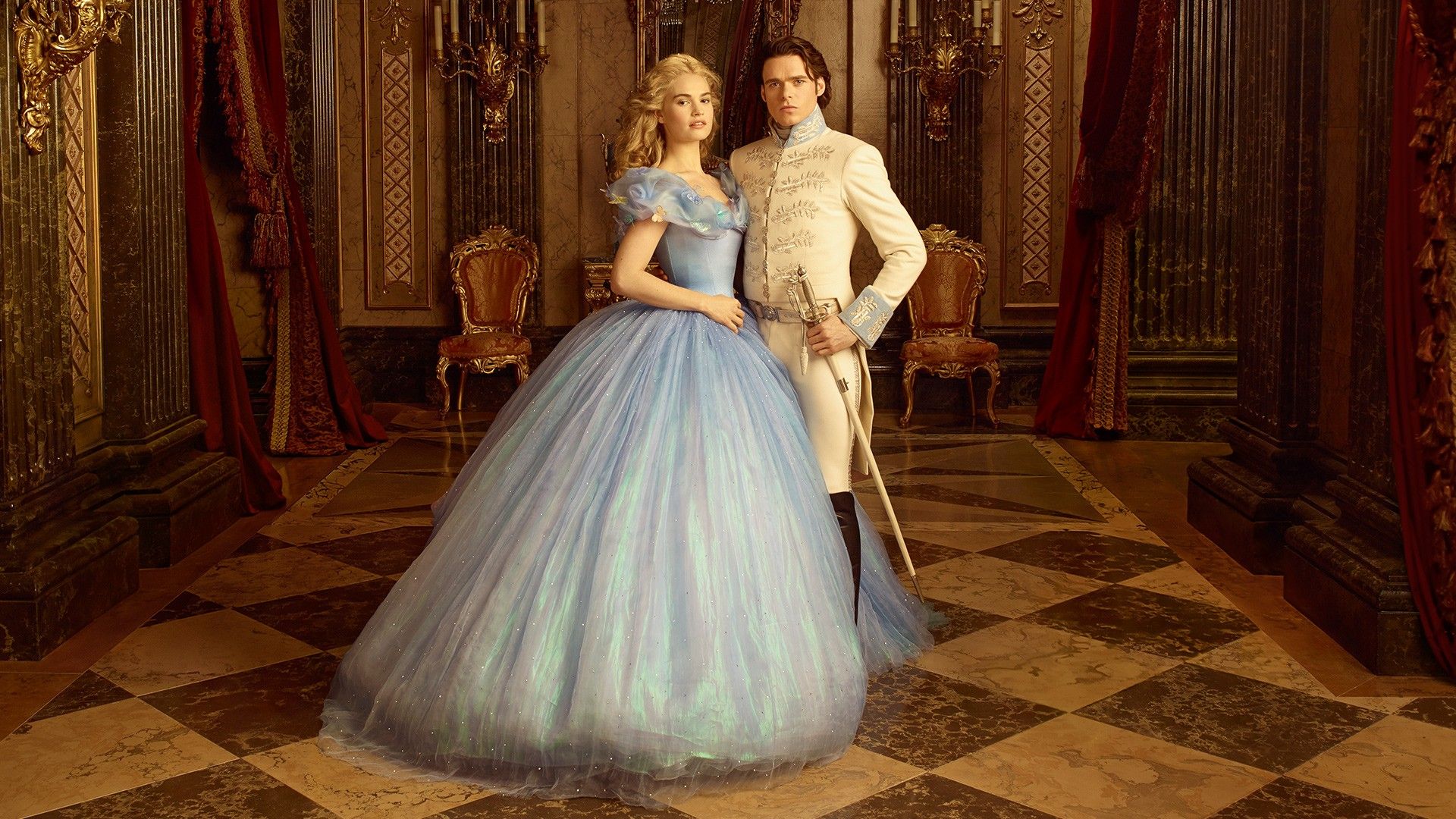 Lily James stars as Cinderella and Richard Madden stars as  Prince Charming in Walt Disney Pictures' Cinderella (2015)