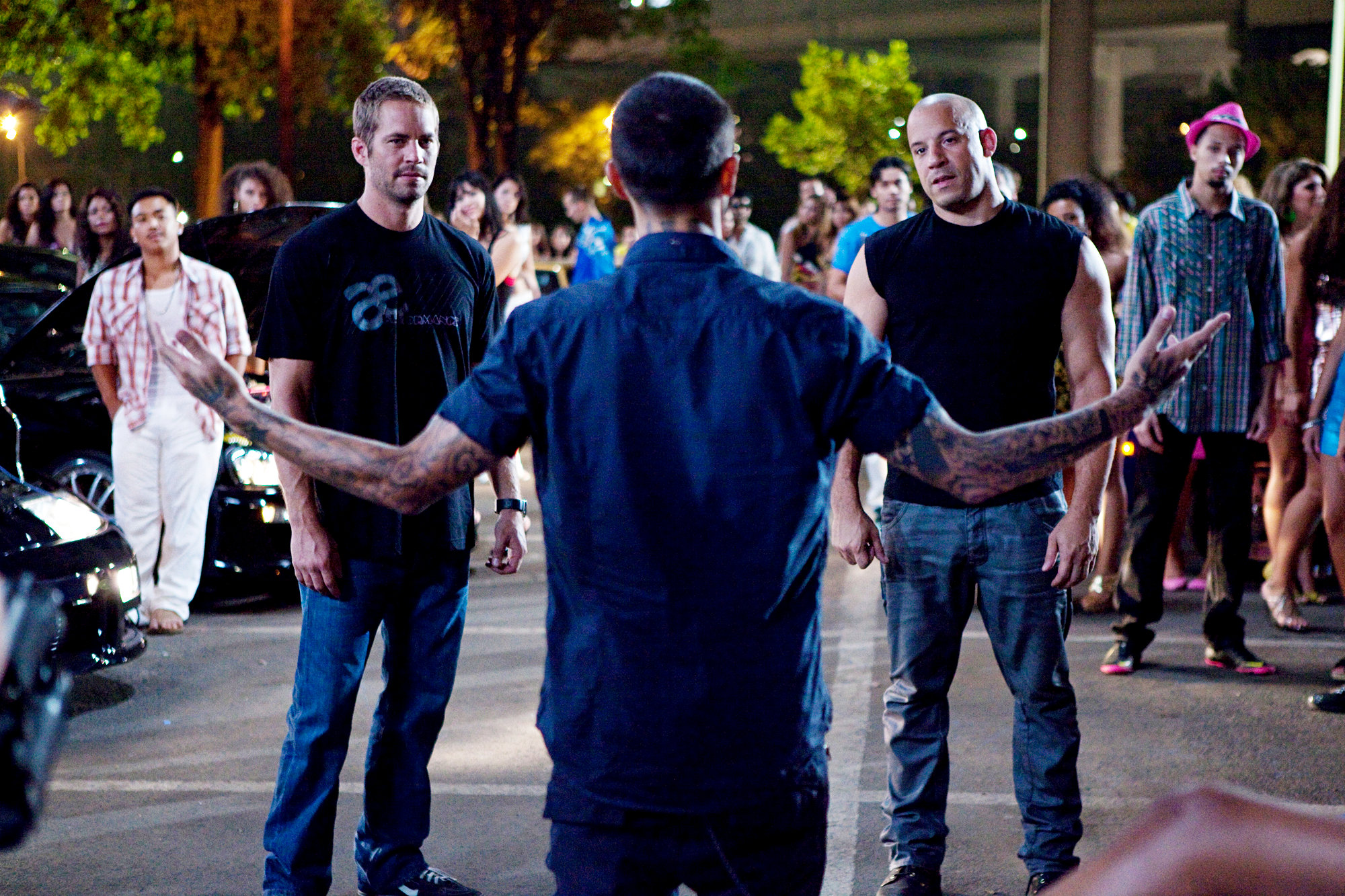 Paul Walker stars as Brian O'Conner and Vin Diesel stars as Dominic Toretto in Universal Pictures' Fast Five (2011)
