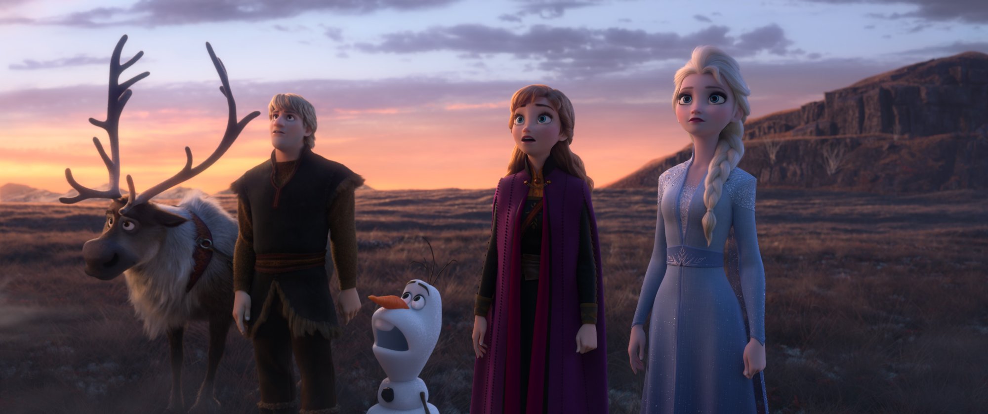 Sven, Kristoff, Olaf, Anna and Elsa from Walt Disney Pictures' Frozen II (2019)