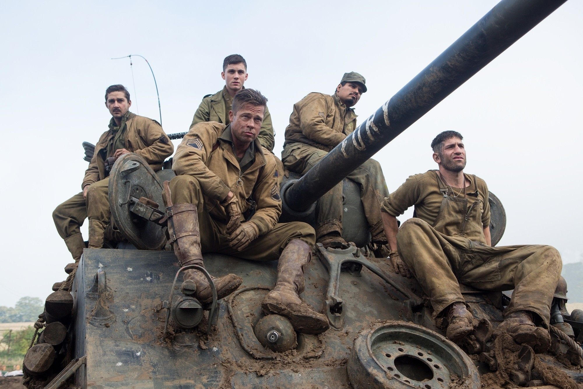 Shia LaBeouf, Xavier Samuel, Brad Pitt and Michael Pena in Columbia Pictures' Fury (2014)