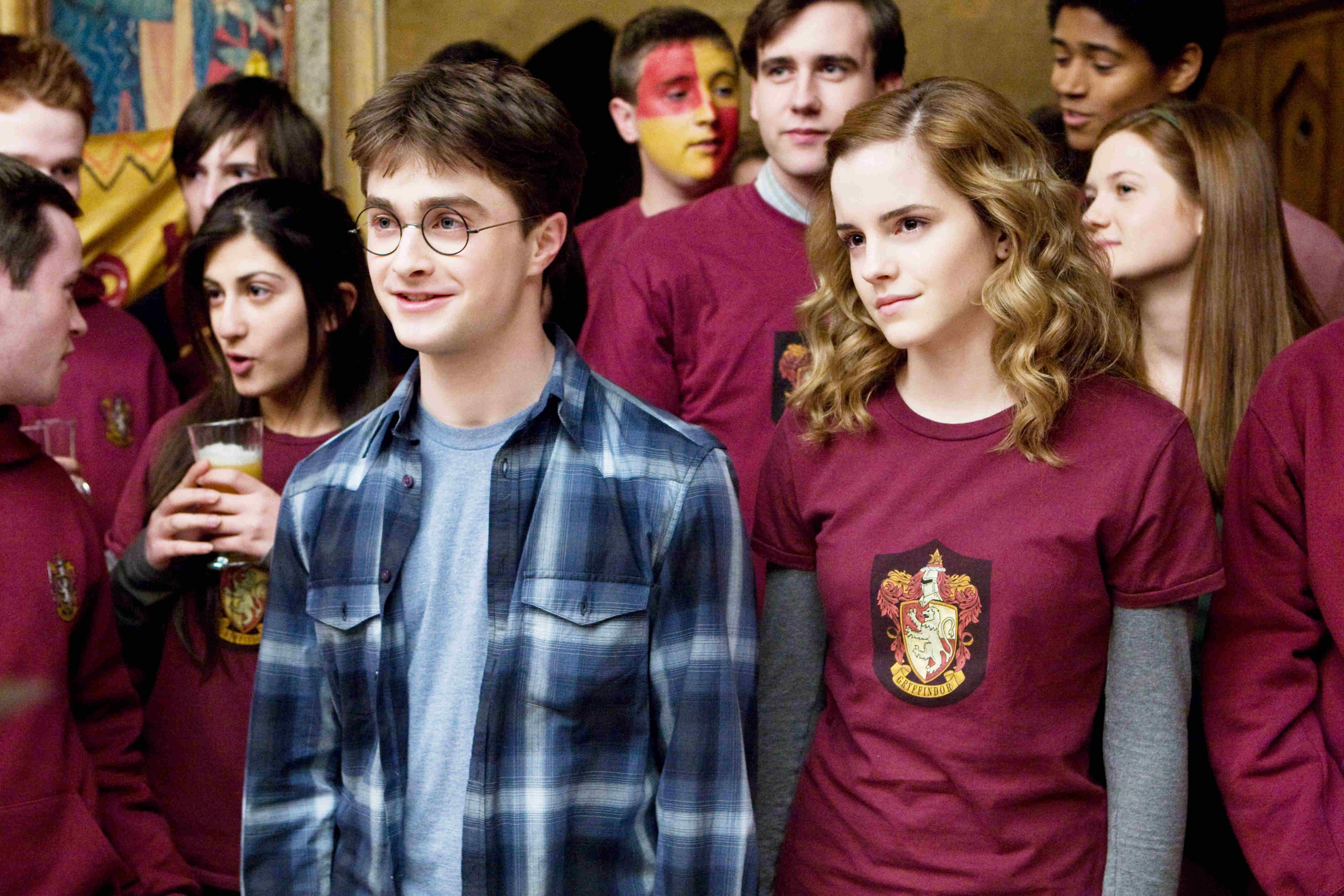Daniel Radcliffe stars as Harry Potter and Emma Watson stars as Hermione Granger in Warner Bros Pictures' Harry Potter and the Half-Blood Prince (2009)