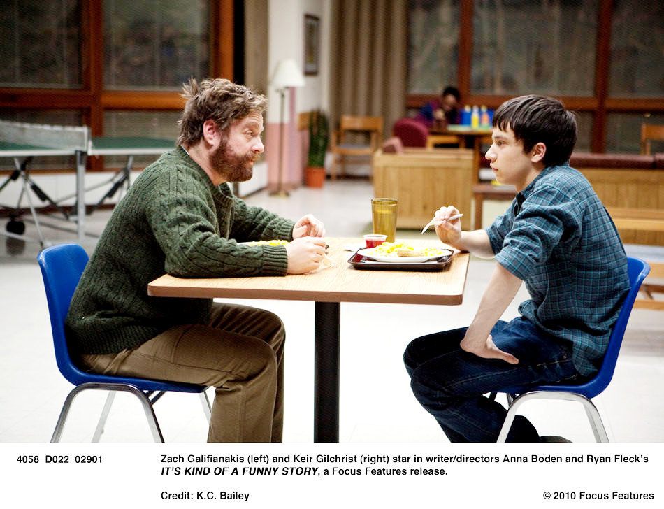 Zach Galifianakis stars as Bobby and Keir Gilchrist stars as Craig in Focus Features' It's Kind of a Funny Story (2010). Photo by K.C. Bailey