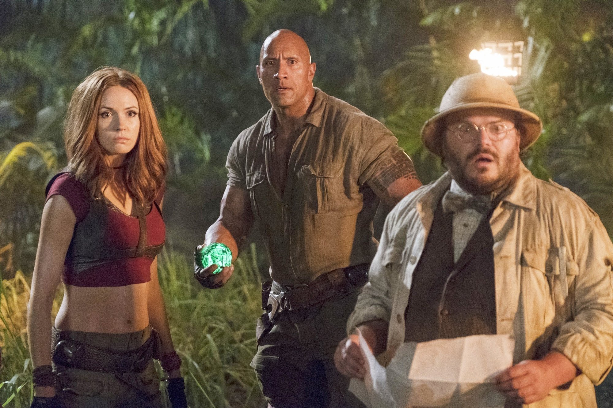 Karen Gillan, The Rock and Jack Black in Columbia Pictures' Jumanji: Welcome to the Jungle (2017)