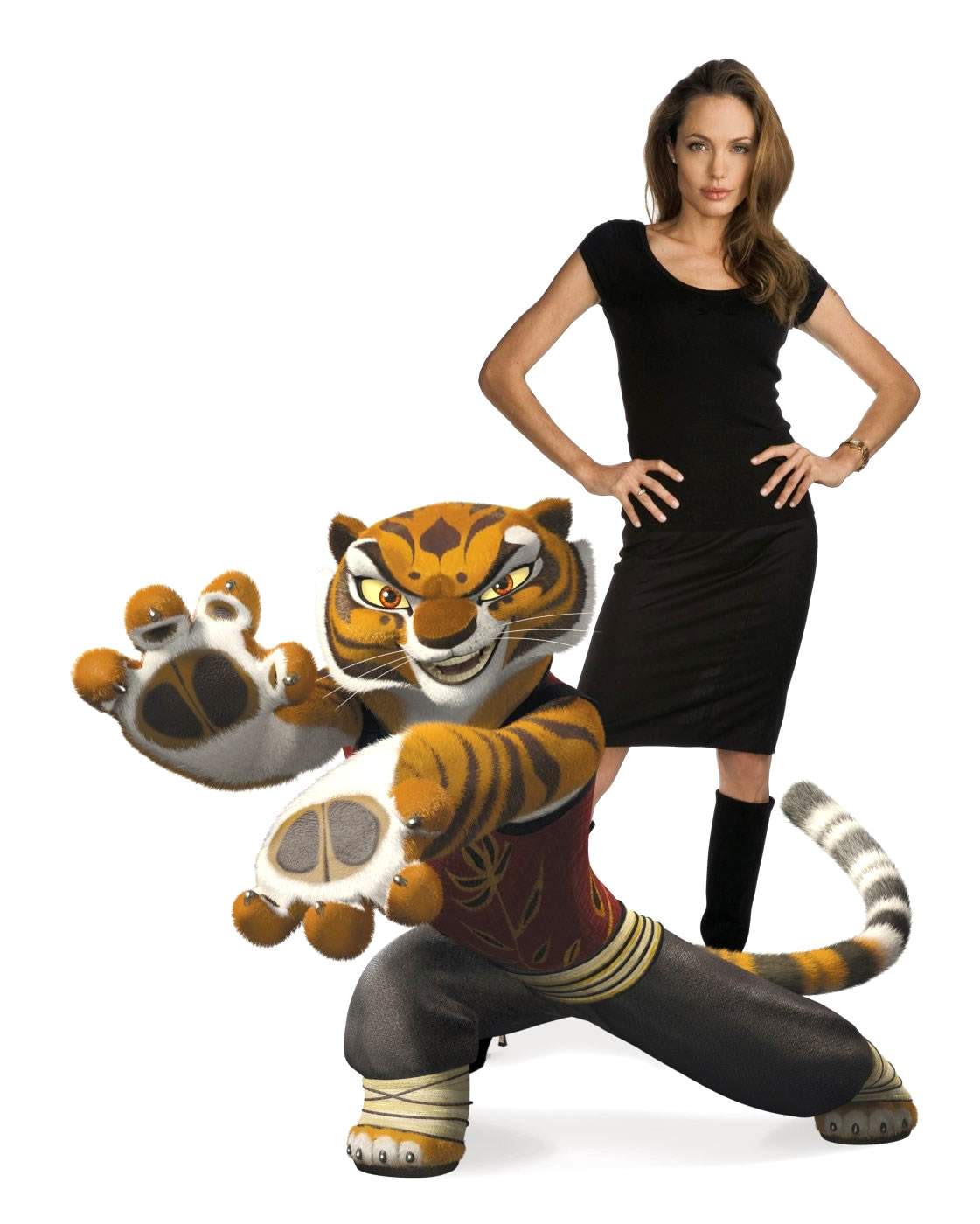 ANGELINA JOLIE voices the bold and strong Tigress, one of the legendary Furious Five in DreamWorks' Kung Fu Panda (2008). Photo by Patrick Ecclesine.