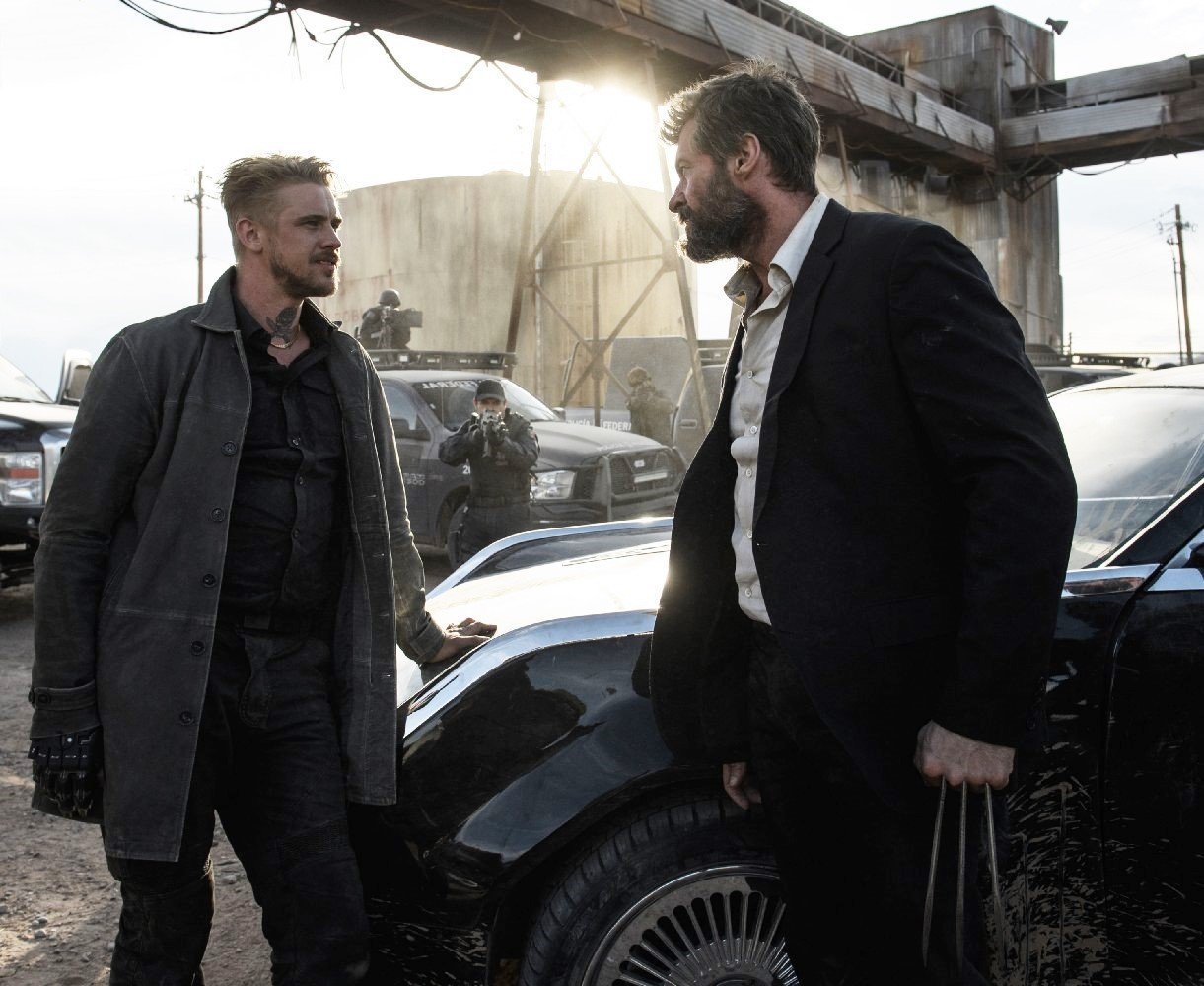 Boyd Holbrook stars as Pierce and Hugh Jackman stars as Logan in 20th Century Fox's Logan (2017)