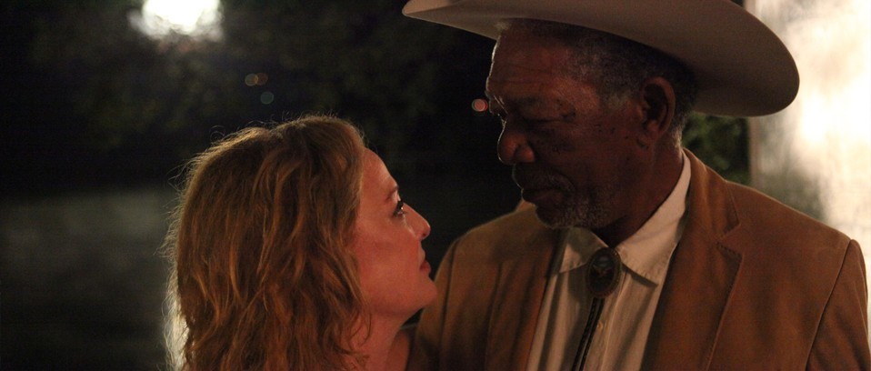 Virginia Madsen stars as Mrs. O'Neil and Morgan Freeman stars as Monte Wildhorn in Magnolia Pictures' The Magic of Belle Isle (2012)